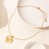 Elegant Simple Style Human Heart Shape Stainless Steel Plating Hollow Out 18k Gold Plated Pendant Necklace main image 5