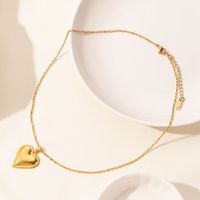 Elegant Simple Style Human Heart Shape Stainless Steel Plating Hollow Out 18k Gold Plated Pendant Necklace main image 6