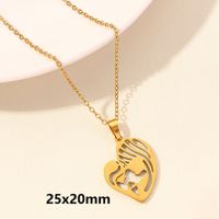 Elegant Simple Style Human Heart Shape Stainless Steel Plating Hollow Out 18k Gold Plated Pendant Necklace sku image 9