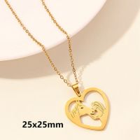 Elegant Simple Style Human Heart Shape Stainless Steel Plating Hollow Out 18k Gold Plated Pendant Necklace sku image 11