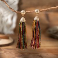 1 Pair Bohemian Color Block Polycarbon Fiber Dangling Earrings sku image 1