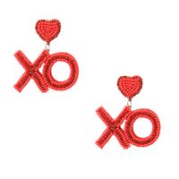 1 Pair Casual Elegant Letter Heart Shape Beaded Inlay Stainless Steel Cloth Glass Zircon Drop Earrings main image 6