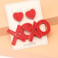 1 Pair Casual Elegant Letter Heart Shape Beaded Inlay Stainless Steel Cloth Glass Zircon Drop Earrings main image 3