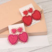 1 Pair Casual Elegant Letter Heart Shape Beaded Inlay Stainless Steel Cloth Glass Zircon Drop Earrings main image 1