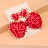 1 Pair Casual Elegant Letter Heart Shape Beaded Inlay Stainless Steel Cloth Glass Zircon Drop Earrings main image 4