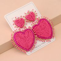 1 Pair Casual Elegant Letter Heart Shape Beaded Inlay Stainless Steel Cloth Glass Zircon Drop Earrings main image 5