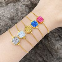 Modern Style Simple Style Square Copper Plating Inlay Ore 18k Gold Plated Bracelets main image 1
