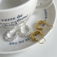 1 Paire Style Simple Couleur Unie Placage Le Cuivre Plaqué Argent Des Boucles D'Oreilles main image 3