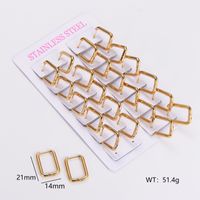 12 Pairs Simple Style Solid Color Asymmetrical Plating Stainless Steel 18K Gold Plated Hoop Earrings main image 3