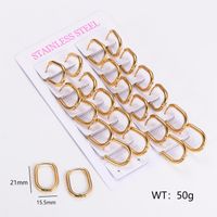 12 Pairs Simple Style Solid Color Asymmetrical Plating Stainless Steel 18K Gold Plated Hoop Earrings sku image 3