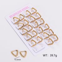 12 Pairs Simple Style Solid Color Asymmetrical Plating Stainless Steel 18K Gold Plated Hoop Earrings main image 5