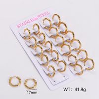 12 Pairs Simple Style Solid Color Asymmetrical Plating Stainless Steel 18K Gold Plated Hoop Earrings sku image 5