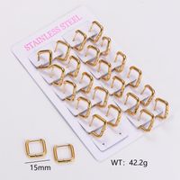 12 Pairs Simple Style Solid Color Asymmetrical Plating Stainless Steel 18K Gold Plated Hoop Earrings sku image 7