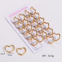 12 Pairs Simple Style Solid Color Asymmetrical Plating Stainless Steel 18K Gold Plated Hoop Earrings sku image 8