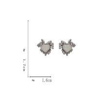 1 Pair Ig Style Simple Style Heart Shape Plating Inlay Alloy Opal Ear Studs main image 2