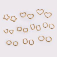 12 Pairs Simple Style Solid Color Asymmetrical Plating Stainless Steel 18K Gold Plated Hoop Earrings main image 1