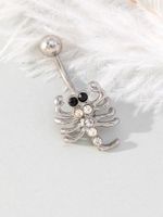 Hip-hop Cool Style Scorpion Alloy Silver Plated Zircon Belly Ring In Bulk main image 3