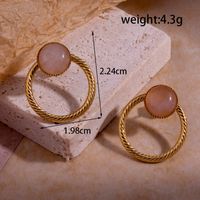 1 Pair Simple Style Circle Square Moon Plating Inlay Stainless Steel Artificial Gemstones 18k Gold Plated Earrings main image 6