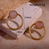 1 Pair Simple Style Circle Square Moon Plating Inlay Stainless Steel Artificial Gemstones 18k Gold Plated Earrings sku image 2