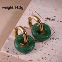 1 Pair Simple Style Circle Square Moon Plating Inlay Stainless Steel Artificial Gemstones 18k Gold Plated Earrings main image 7