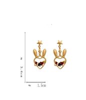 1 Paire Mignon Oreilles De Lapin Forme De Cœur Placage Incruster Alliage Perles Artificielles Boucles D'oreilles main image 2