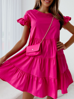 Women's A-line Skirt Fashion Round Neck Short Sleeve Solid Color Above Knee Daily main image 3