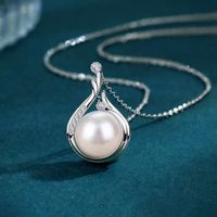 Simple Style Water Droplets Copper Plating Hollow Out Inlay Zircon White Gold Plated Pendant Necklace sku image 1