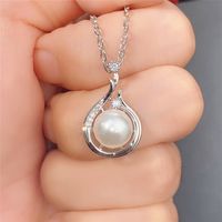 Simple Style Water Droplets Copper Plating Hollow Out Inlay Zircon White Gold Plated Pendant Necklace main image 5