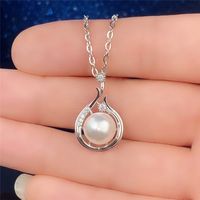 Simple Style Water Droplets Copper Plating Hollow Out Inlay Zircon White Gold Plated Pendant Necklace main image 4
