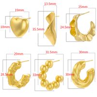 1 Pair Vintage Style Exaggerated Simple Style C Shape Heart Shape Solid Color Plating Brass Ear Studs main image 2