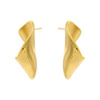 1 Pair Vintage Style Exaggerated Simple Style C Shape Heart Shape Solid Color Plating Brass Ear Studs main image 3