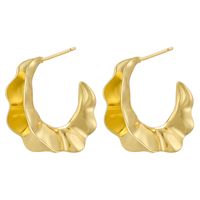 1 Pair Vintage Style Exaggerated Simple Style C Shape Heart Shape Solid Color Plating Brass Ear Studs sku image 5