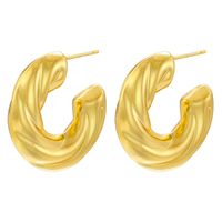 1 Pair Vintage Style Exaggerated Simple Style C Shape Heart Shape Solid Color Plating Brass Ear Studs sku image 11