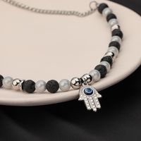 304 Stainless Steel Casual Simple Style Classic Style Beaded Devil's Eye Palm Pendant Necklace main image 5