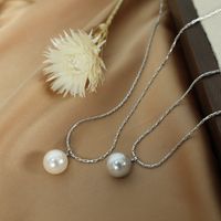 Simple Style Round Pearl Glass Bead Titanium Steel Plating 18k Gold Plated Necklace main image 5