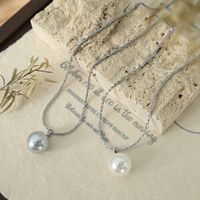 Simple Style Round Pearl Glass Bead Titanium Steel Plating 18k Gold Plated Necklace main image 6