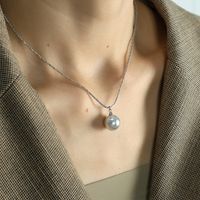 Simple Style Round Pearl Glass Bead Titanium Steel Plating 18k Gold Plated Necklace sku image 2