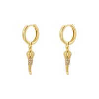 1 Pair Exaggerated Cool Style Crown Chili Plating Inlay Brass Zircon 18k Gold Plated Drop Earrings main image 3