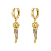 1 Pair Exaggerated Cool Style Crown Chili Plating Inlay Brass Zircon 18k Gold Plated Drop Earrings main image 5