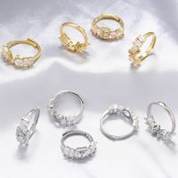 Classic Style Letter Copper Plating Inlay Zircon 18k Gold Plated Open Rings main image 1