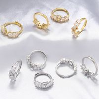 Classic Style Letter Copper Plating Inlay Zircon 18k Gold Plated Open Rings main image 10