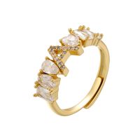 Classic Style Letter Copper Plating Inlay Zircon 18k Gold Plated Open Rings main image 6