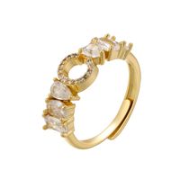 Classic Style Letter Copper Plating Inlay Zircon 18k Gold Plated Open Rings main image 9