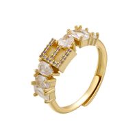 Classic Style Letter Copper Plating Inlay Zircon 18k Gold Plated Open Rings main image 8