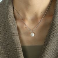 Simple Style Round Pearl Glass Bead Titanium Steel Plating 18k Gold Plated Necklace sku image 1