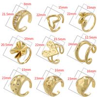 Vintage Style Simple Style Irregular Red Heart Petal Copper Plating Inlay Zircon 18k Gold Plated Open Rings main image 2