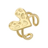 Vintage Style Simple Style Irregular Red Heart Petal Copper Plating Inlay Zircon 18k Gold Plated Open Rings sku image 1