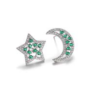 1 Pair Hip-hop Modern Style Artistic Star Moon Plating Hollow Out Inlay Copper Alloy Zircon White Gold Plated Ear Studs main image 7