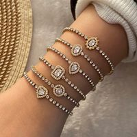 Copper 18K Gold Plated Simple Style Plating Inlay Water Droplets Heart Shape Zircon Bracelets main image 1