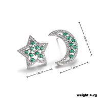 1 Pair Hip-hop Modern Style Artistic Star Moon Plating Hollow Out Inlay Copper Alloy Zircon White Gold Plated Ear Studs main image 2